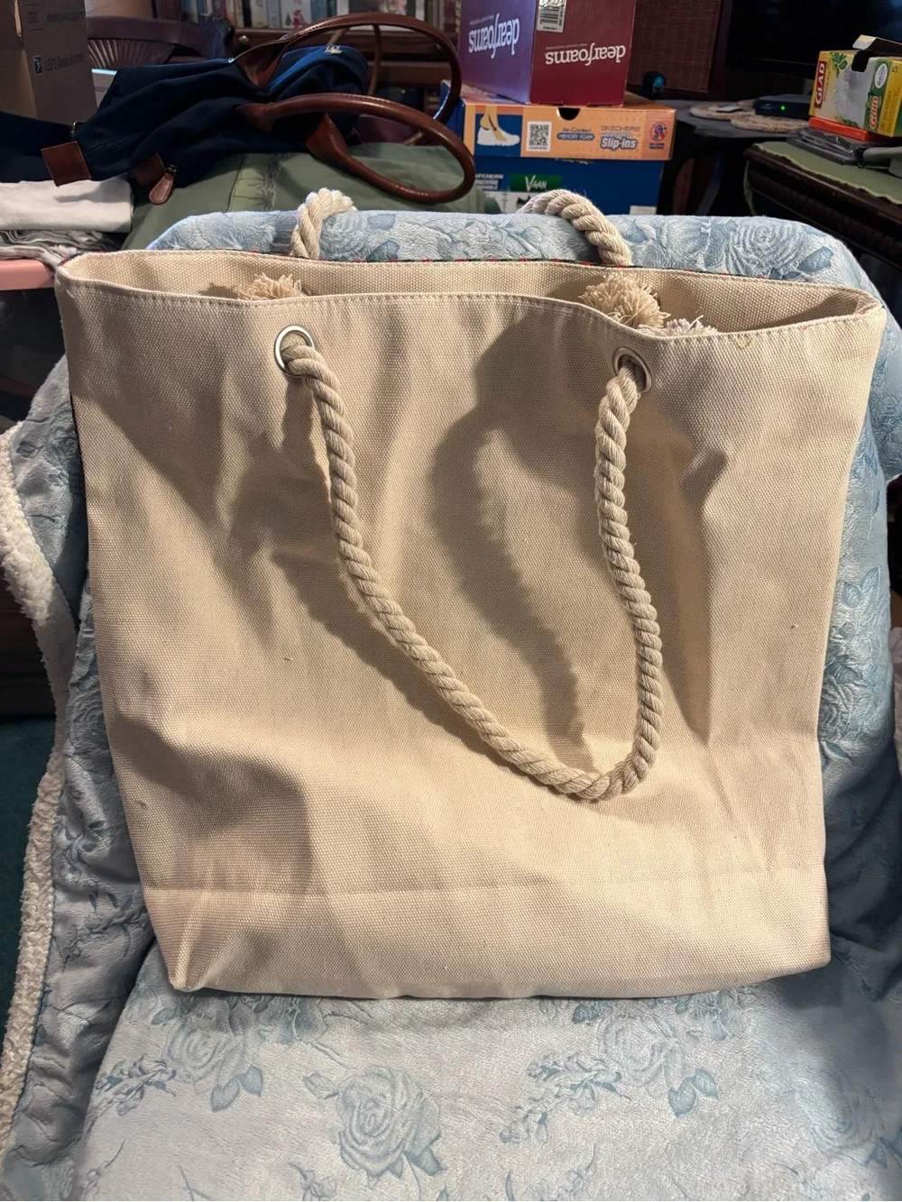 Festive Christmas Stocking Tote Bag - Red & Green